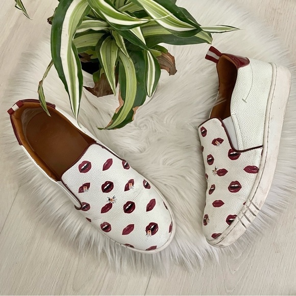 Bally Lips Print Slip On Sneakers Shoes - Picture 2 of 11